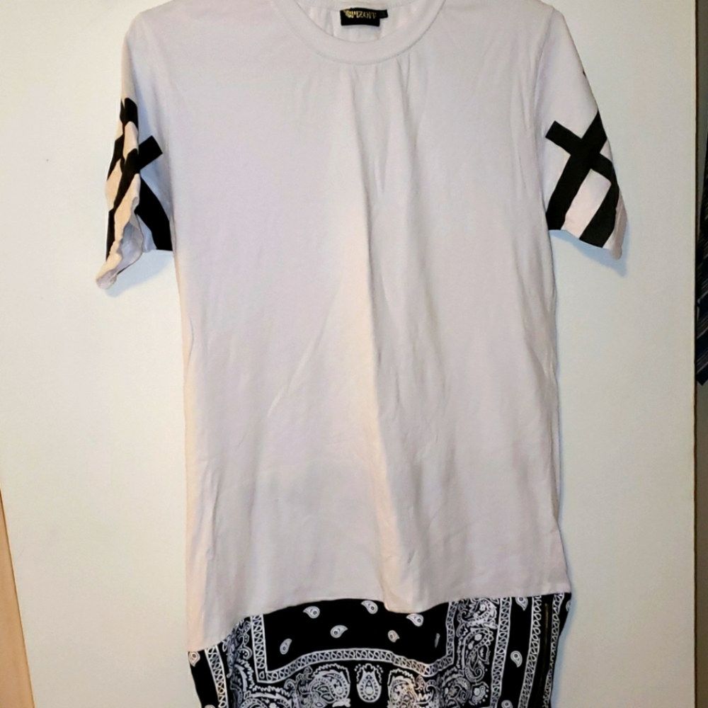 Pizoff size XXL White T-shirt with black designs